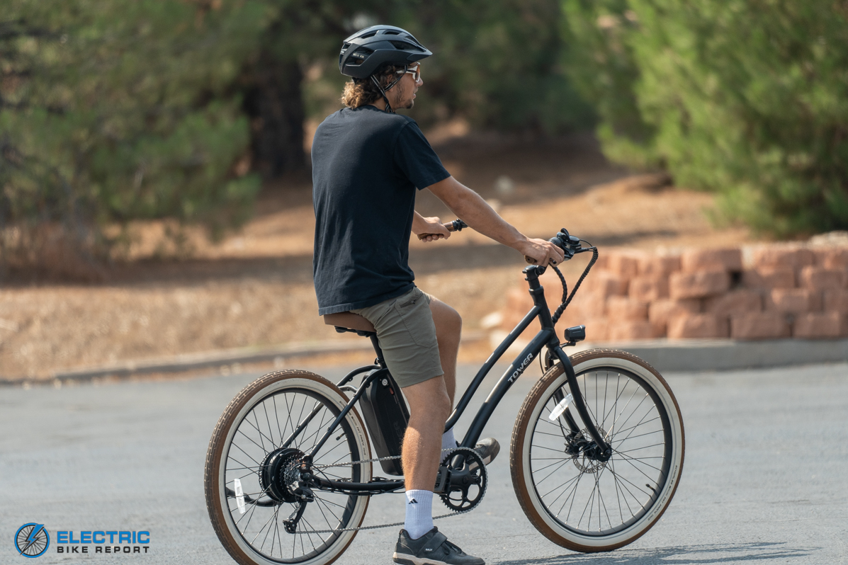 Tower Beach Babe Electric Bike Review Rider Rear View