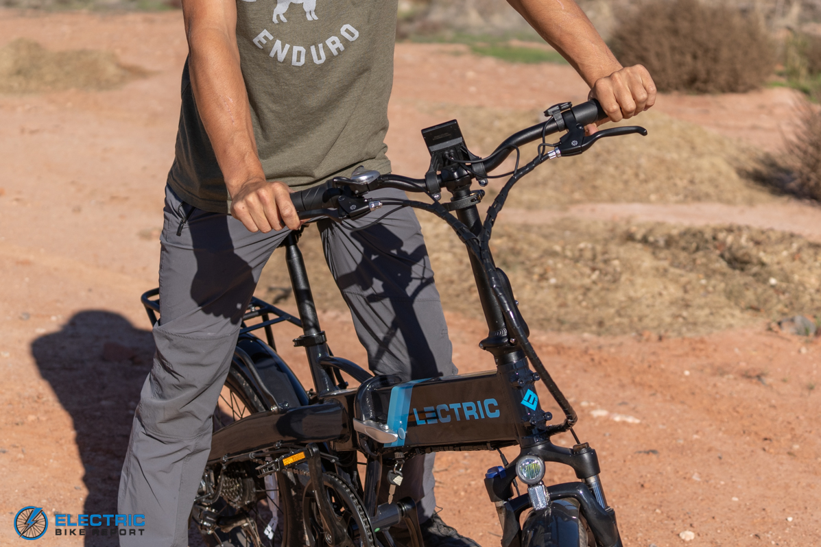 Lectric XP 2.0 Electric Folding Bike Review Rider Hands On Handlebar