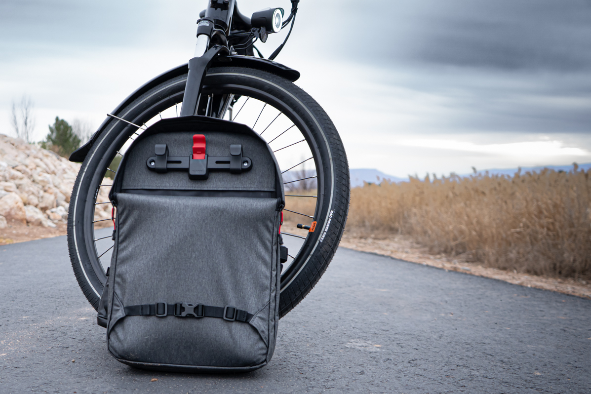 TwoWheel Commuter Bag_Review Bag infront of Bike