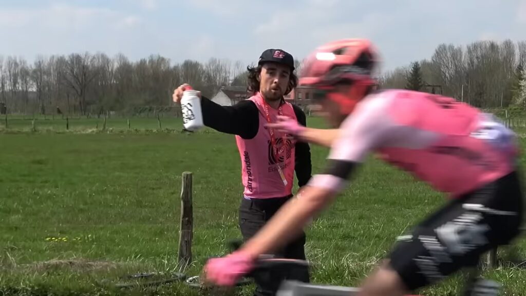 Watch Ben Healy as team soigneur at Paris-Roubaix | Video