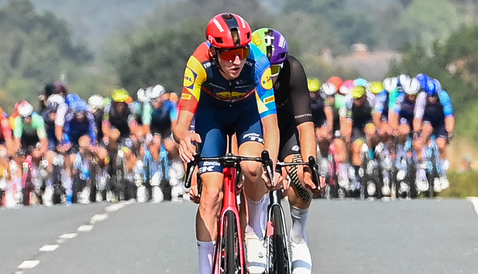 Liam O’Brien (19) lights it up with all-out aggression at Tour of Britain