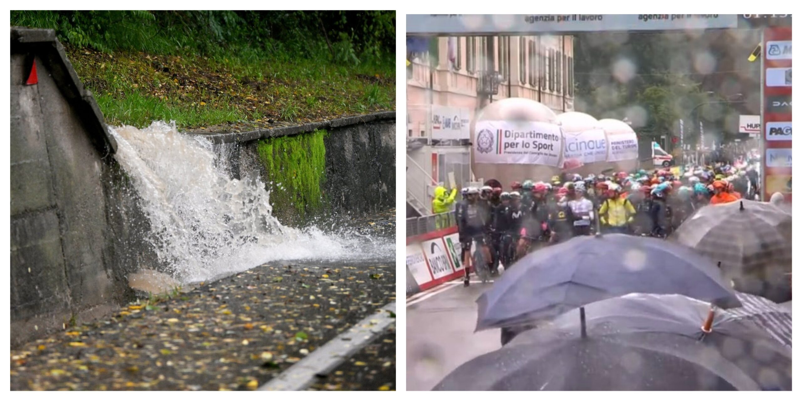 Tre Valli Varesine abandoned midrace due to very heavy rain Video