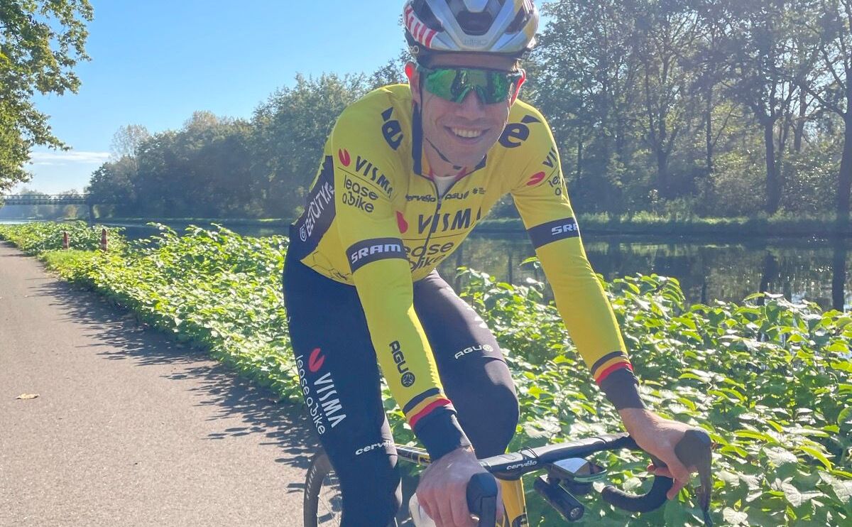 Wout van Aert back on bike for first time since season-ending crash